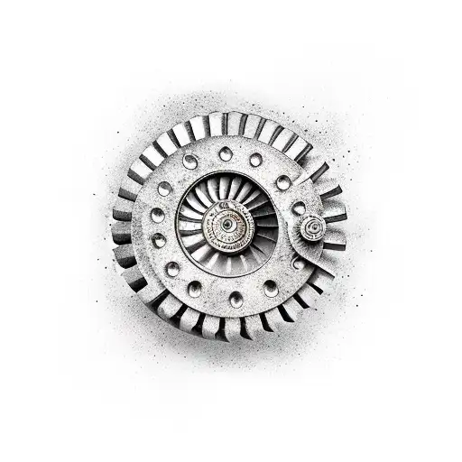Combine a drill bit with a stylized mill wheel in a unique tattoo design tattoo design idea