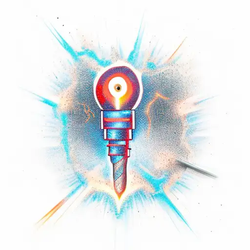 Create a tattoo design featuring a drill with sparks flying off it tattoo design idea