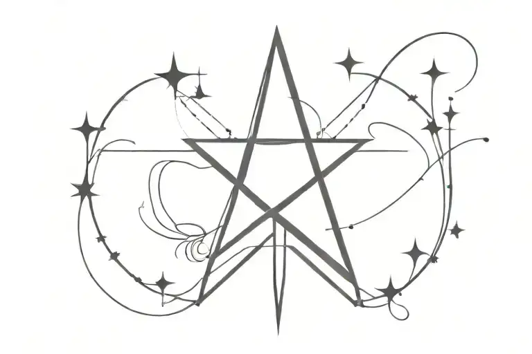 The inscription Lumos Maxima with a light or a star in a minimalist style in a thin line in the style of Harry Potter tattoo design idea