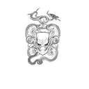 Snake and dagger tattoo design idea