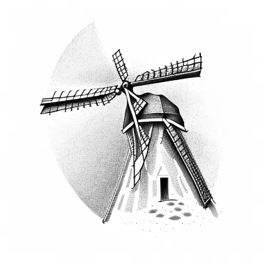 western windmill  tattoo design idea