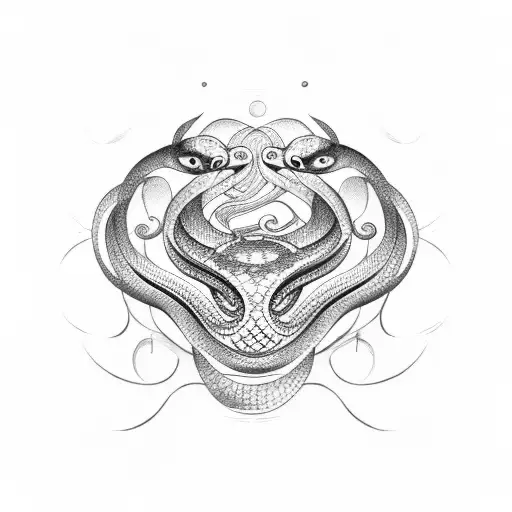 Snake with woman face tattoo design idea