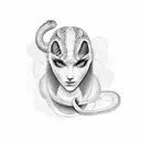 Snake with woman face tattoo design idea