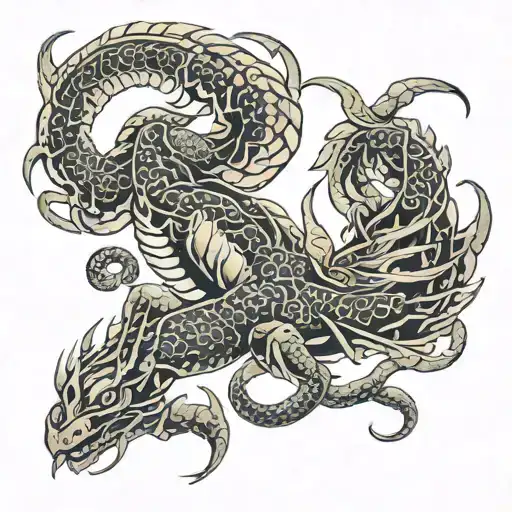 scorpion and dragon wrapped tattoo design idea