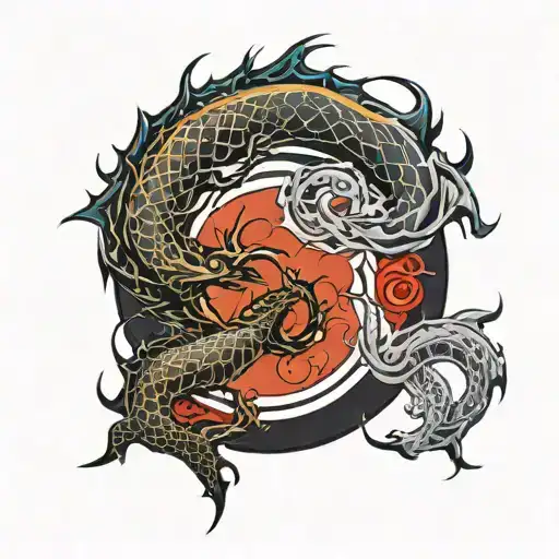 scorpion and dragon yin yang symbol tattoo design idea