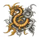 scorpion and dragon intertwined tattoo design idea