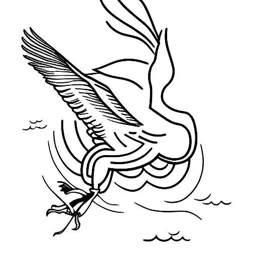flying heron tattoo design idea