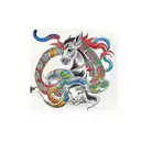 A traditional Japanese sleeve tattoo depicting the zodiac animals (horse, monkey, rabbit, snake, rat) in a vibrant and intricate design tattoo design idea