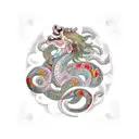 A traditional Japanese sleeve tattoo depicting the zodiac animals (horse, monkey, rabbit, snake, rat) in a vibrant and intricate design tattoo design idea