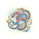 A traditional Japanese sleeve tattoo depicting the zodiac animals (horse, monkey, rabbit, snake, rat) in a vibrant and intricate design tattoo design idea