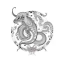 A traditional Japanese sleeve tattoo depicting the zodiac animals (horse, monkey, rabbit, snake, rat) in a vibrant and intricate design tattoo design idea