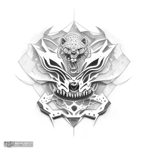 fresa con musculos e iniciales LR tattoo design idea