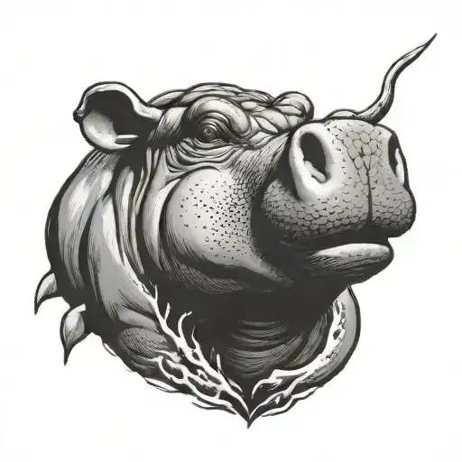 hippo strong tattoo design idea