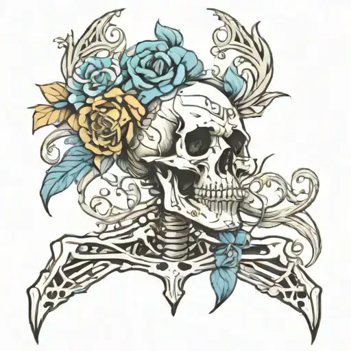 stencil art of a skeletal tattoo design idea
