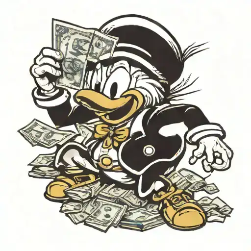 Scrooge McDuck with money tattoo design idea