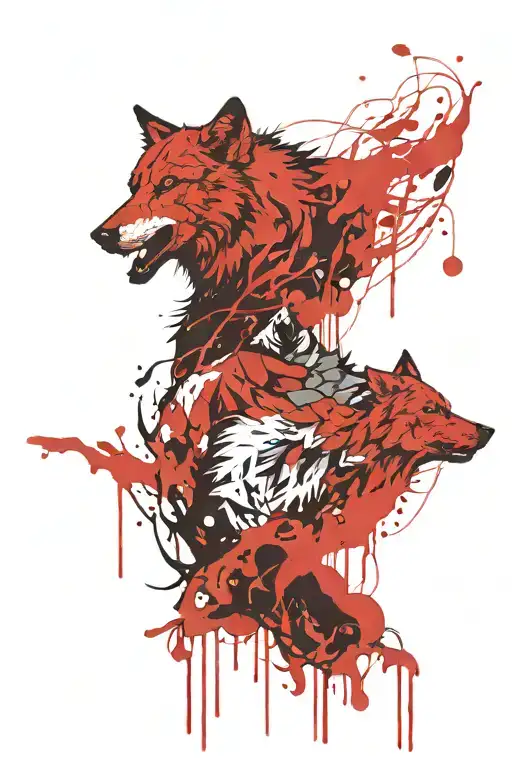 wolf meat tattoo design idea