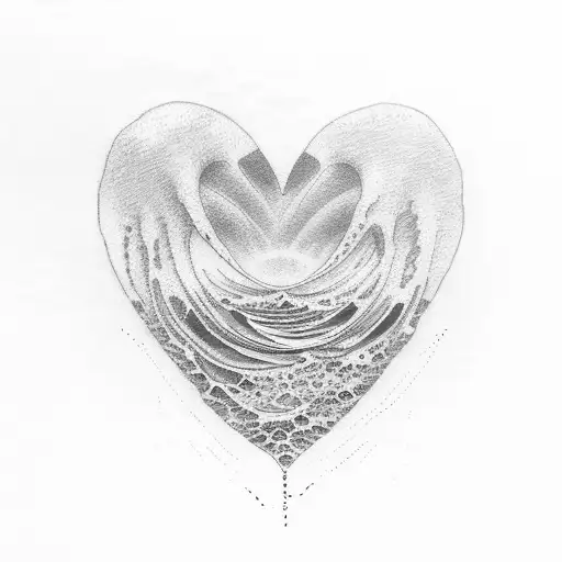 A dotwork tattoo of a kiss mark with waves radiating from it, symbolizing the client's love for the ocean and their desire for adventure tattoo design idea