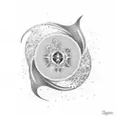 A dotwork tattoo of a kiss mark with waves radiating from it, symbolizing the client's love for the ocean and their desire for adventure tattoo design idea