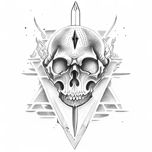 sword skull tattoo design idea