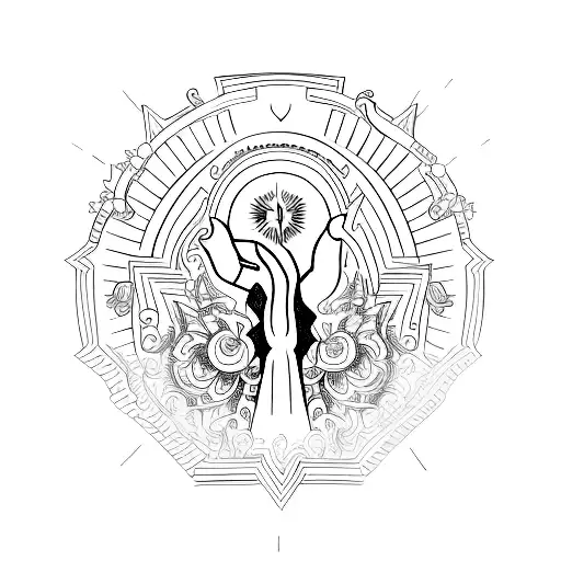 several sketches on one sheet, small in antique style, associated with hearts, hands, fire tattoo design idea