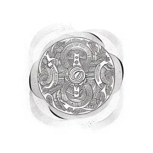 circle of runic tattoo design idea