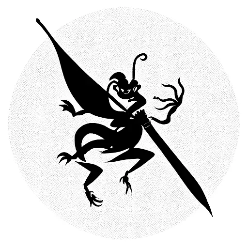 Mulan, Mushu and Cricket with sword tattoo design idea