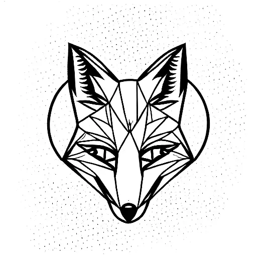 diabolical fox with 4 white eyes and a moon on its forehead. the entire body should be in it tattoo design idea