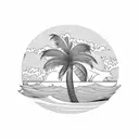 palm tree and wave tattoo design idea