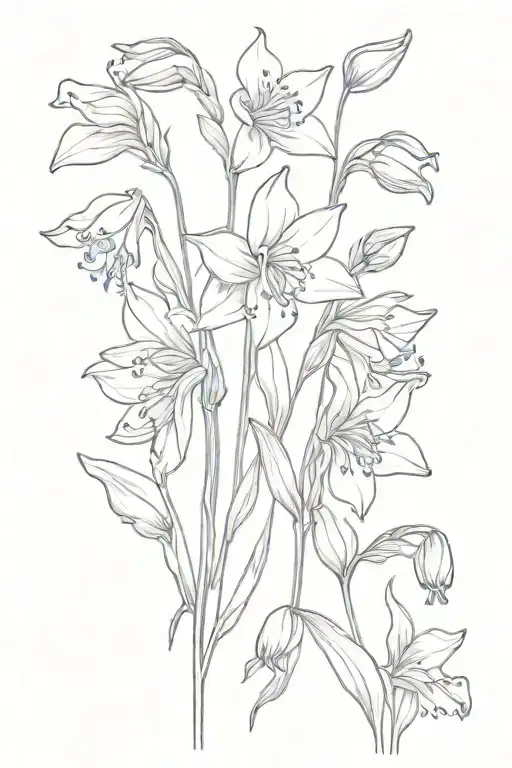 bluebells flower blooming tattoo design idea