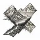 Create an image for a tattoo that symbolizes perseverance. This tattoo should include elements such as a mountain that a tattoo design idea