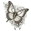Create an image for a tattoo that symbolizes perseverance and transformation. The design should feature a butterfly emer tattoo design idea
