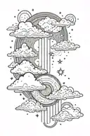 celestial themed tattoo featuring clouds floating tattoo design idea