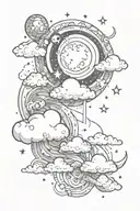 celestial themed tattoo featuring clouds floating tattoo design idea