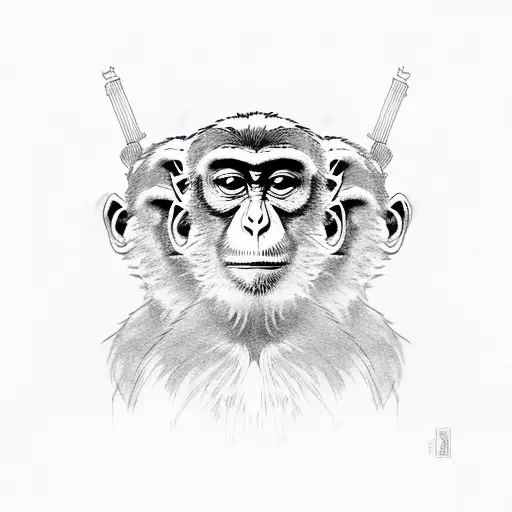 three wise monkey tattoo design idea