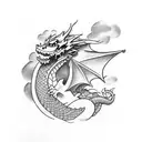 dragon smoking a blunt on clouds tattoo design idea