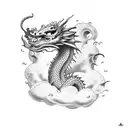 dragon smoking a blunt on clouds tattoo design idea