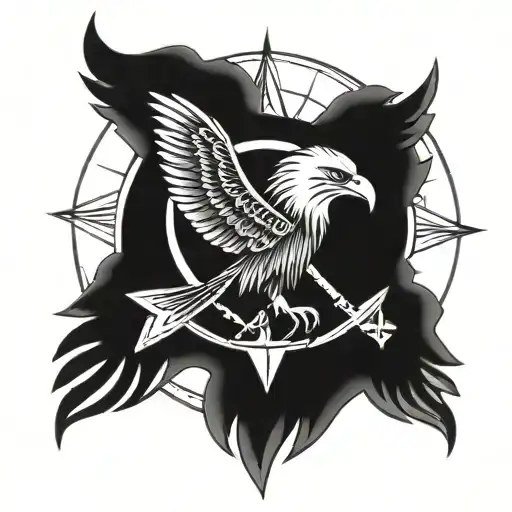 Eagle compass tattoo design idea