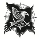 Eagle compass tattoo design idea