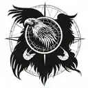 Eagle compass tattoo design idea
