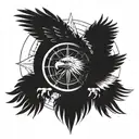 Eagle compass tattoo design idea