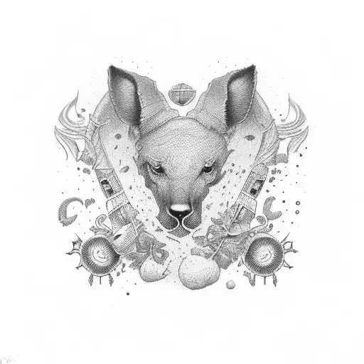 German Australian theme in jappenese style full sleeve and pec tattoo design idea