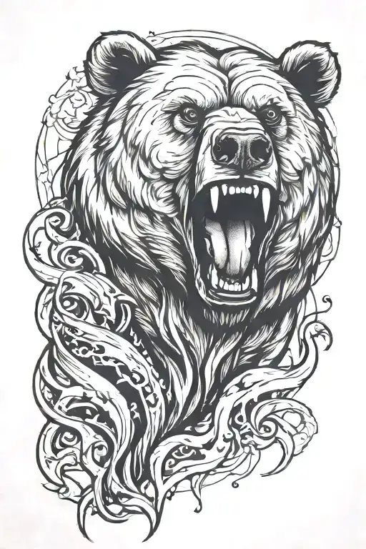 bear roaring fiercely tattoo design idea