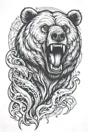 bear roaring fiercely tattoo design idea
