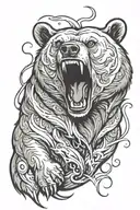 bear roaring fiercely tattoo design idea