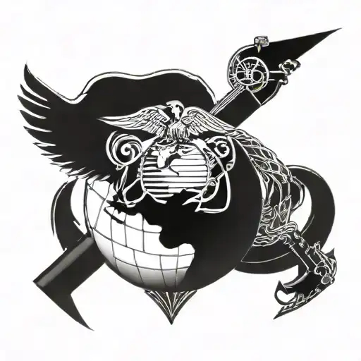us marine eagle globe and anchor with a navy chief anchor tattoo design idea