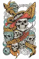pirate and Aztec pattern inspired tattoo design idea