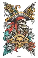 pirate and Aztec pattern inspired tattoo design idea
