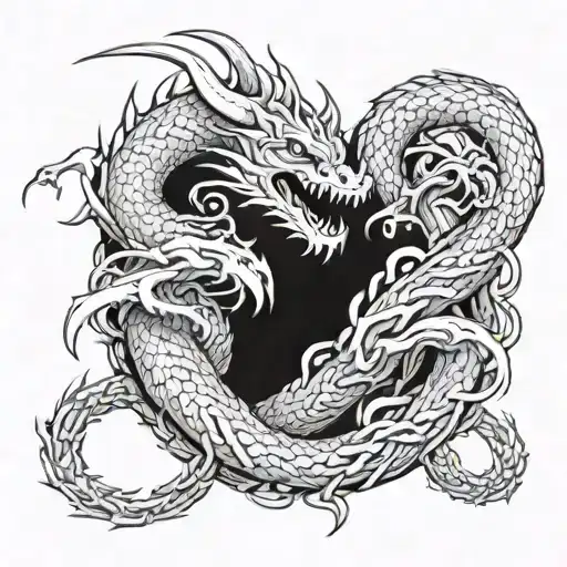 Chains and dragons in Western mythology tattoo tattoo design idea