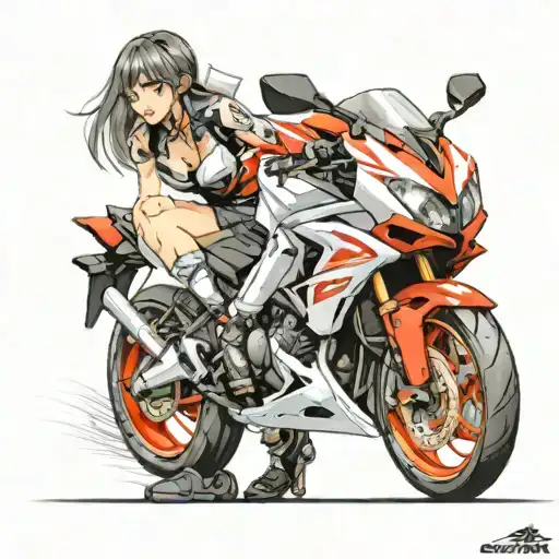 girl honda cbr tattoo design idea