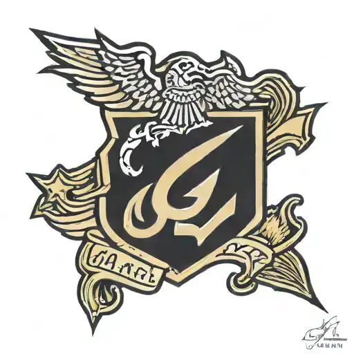 USMC sergeant rank patch drawn in crayon writing tattoo design idea